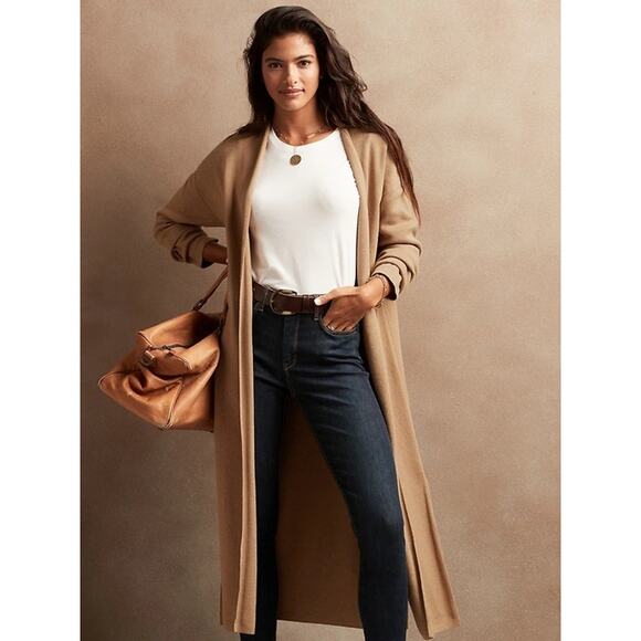 Banana Republic Factory Open Front Duster Cardigan Brown Size XL - Picture 2 of 9